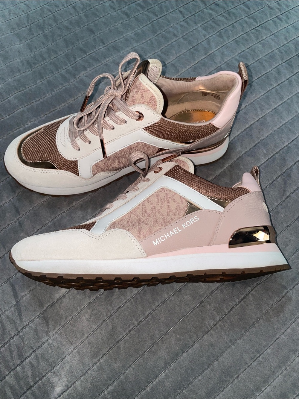 Michael Kors Pink and Rose Gold Logo Trainer Sneakers - Picture 5 of 8